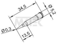 Spájkovací hrot ERSA pre i-Tool, rovný, ceruzkovitý, predĺžený, 0.3 mm