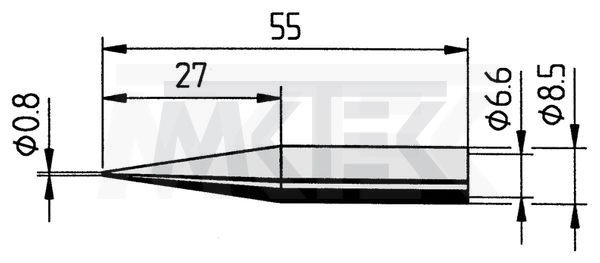 ERSA spájkovací hrot, rovný, ceruzkovitý tvar, predĺžený, 0.8 mm