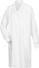 ESD plášť dámsky ESD Comfort s pletenými manžetami, biely