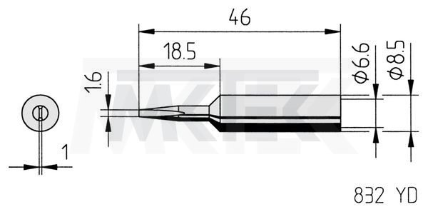 Spájkovací hrot ERSA, rovný, v tvare sekáča, 1.6 mm